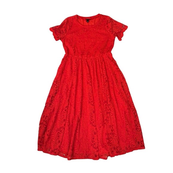 Torrid Red Midi Lace Fit And Flare Dress Women’s Size 0X - Picture 1 of 9